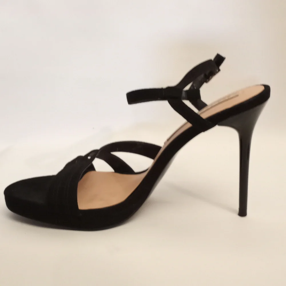 ZARA Black Suede Platform Sandal w/Stiletto Heel - Picture 2 of 8